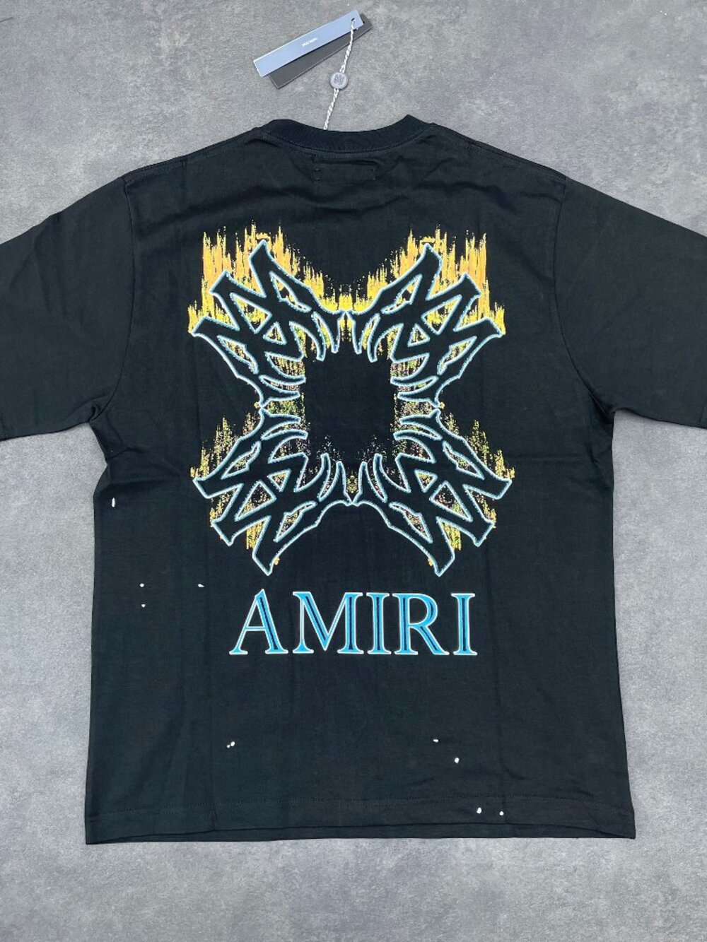 AMIRI Men’s Black Graphic Logo Paint Splatter T-Shirt- Size XXL